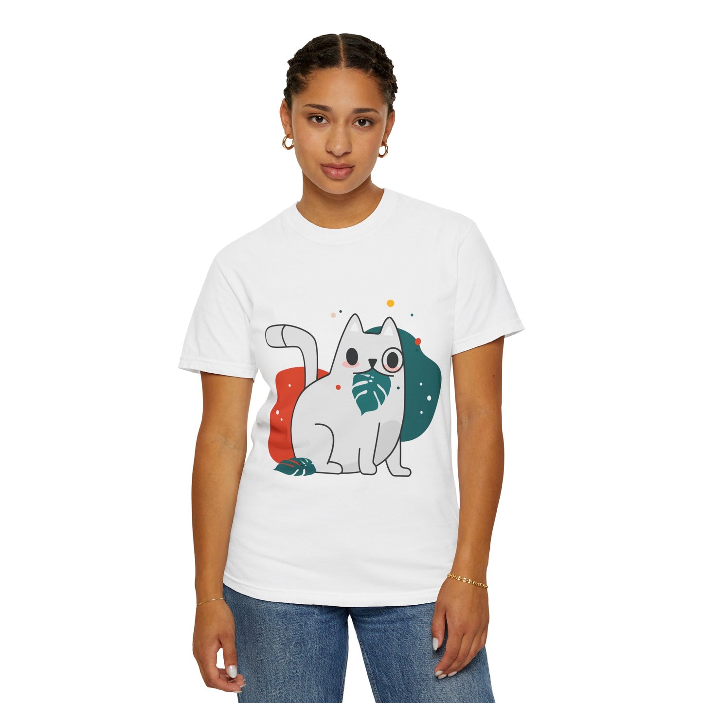 Cute Cat Graphic Tee, Unisex Garment-Dyed T-Shirt, Cat Lover Gift, Casual Wear, Fun Summer Tops, Gifts for Pet Owners