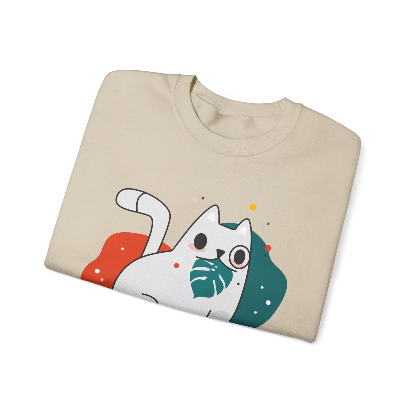 Whimsical Cat Design Crewneck Sweatshirt - Cute Cat Apparel, Animal Lovers Gift, Cozy Sweatshirt, Funny Cat Sweatshirt, Unique Gift Idea