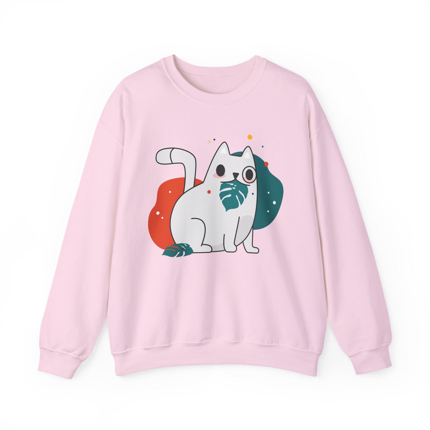 Whimsical Cat Design Crewneck Sweatshirt - Cute Cat Apparel, Animal Lovers Gift, Cozy Sweatshirt, Funny Cat Sweatshirt, Unique Gift Idea