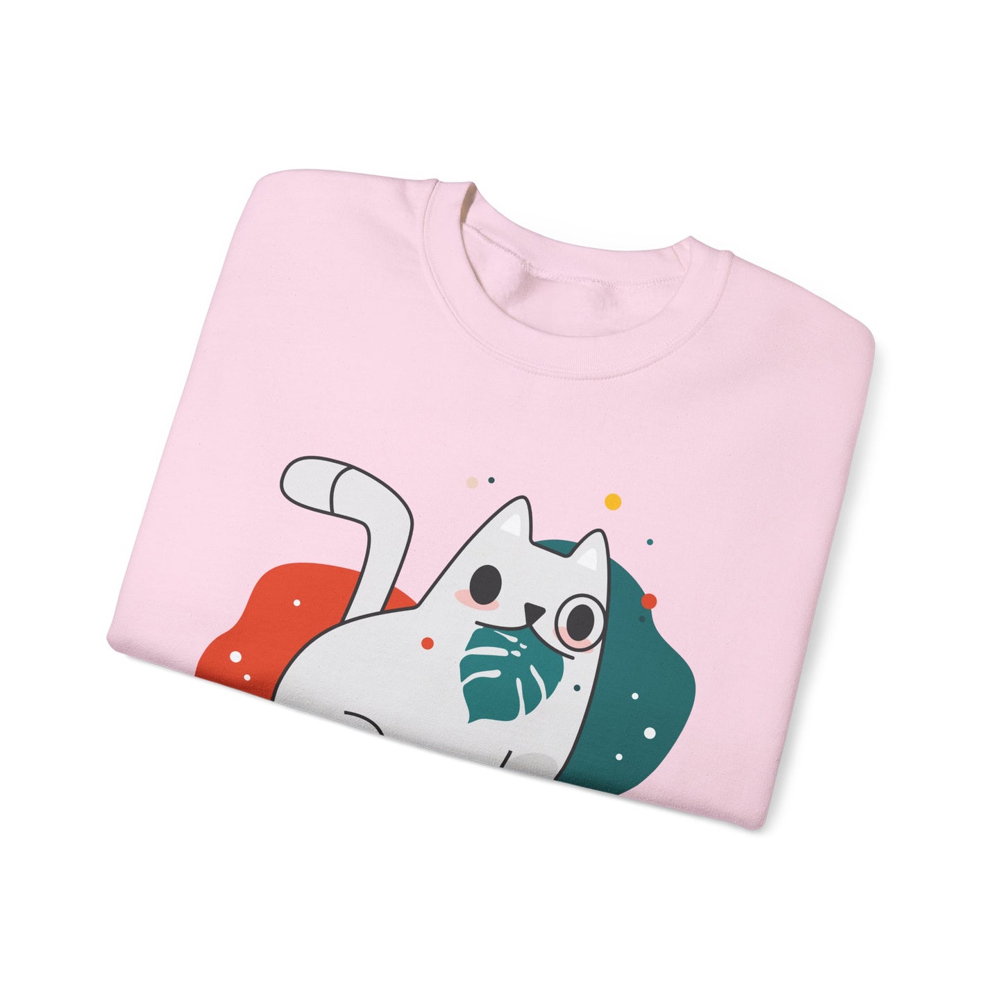 Whimsical Cat Design Crewneck Sweatshirt - Cute Cat Apparel, Animal Lovers Gift, Cozy Sweatshirt, Funny Cat Sweatshirt, Unique Gift Idea