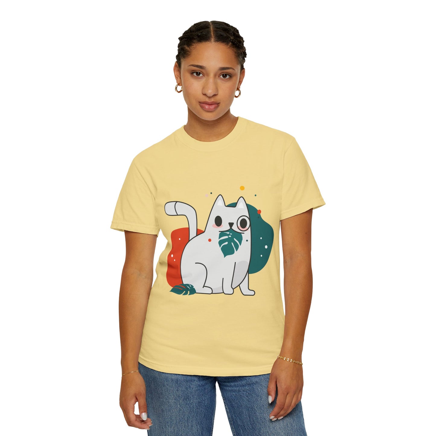Cute Cat Graphic Tee, Unisex Garment-Dyed T-Shirt, Cat Lover Gift, Casual Wear, Fun Summer Tops, Gifts for Pet Owners