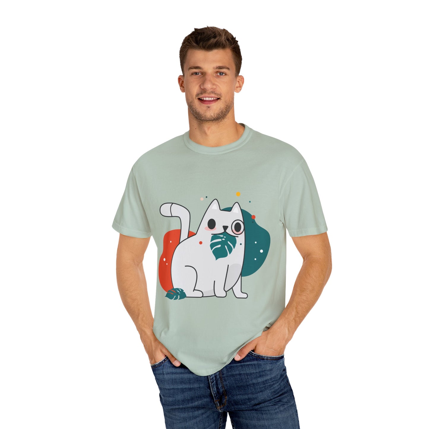 Cute Cat Graphic Tee, Unisex Garment-Dyed T-Shirt, Cat Lover Gift, Casual Wear, Fun Summer Tops, Gifts for Pet Owners