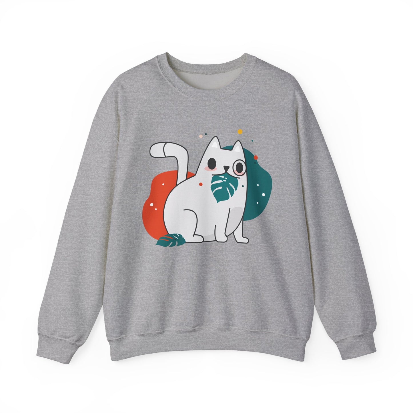 Whimsical Cat Design Crewneck Sweatshirt - Cute Cat Apparel, Animal Lovers Gift, Cozy Sweatshirt, Funny Cat Sweatshirt, Unique Gift Idea