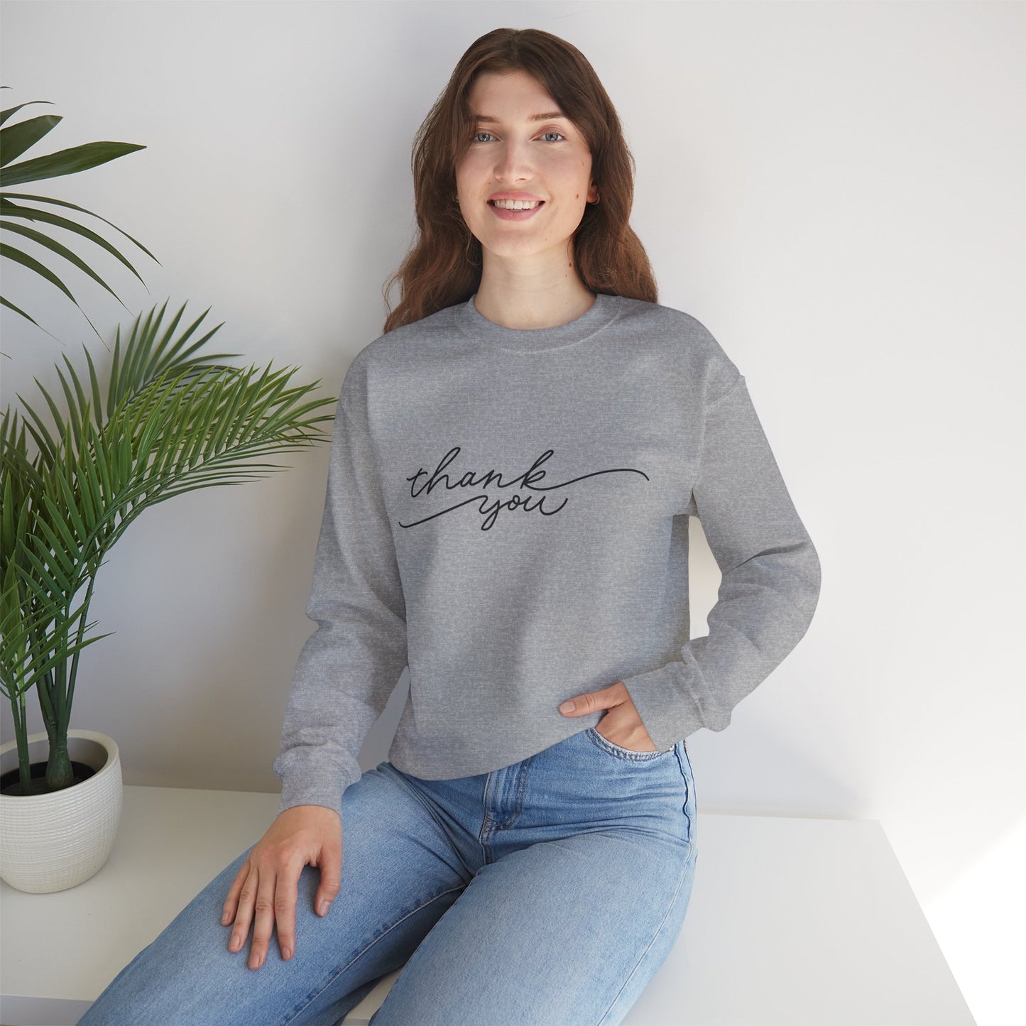 Thank You Unisex Heavy Blend Sweatshirt | Cozy Gift for Friends, Thoughtful Apparel for Any Occasion, Gratitude Sweater, Casual Style