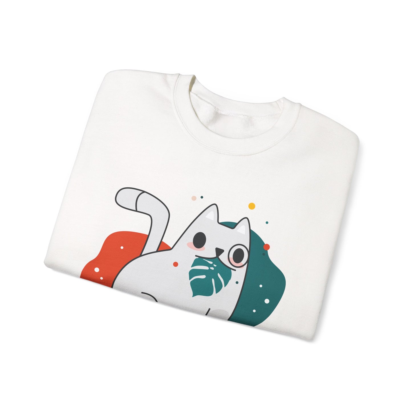 Whimsical Cat Design Crewneck Sweatshirt - Cute Cat Apparel, Animal Lovers Gift, Cozy Sweatshirt, Funny Cat Sweatshirt, Unique Gift Idea