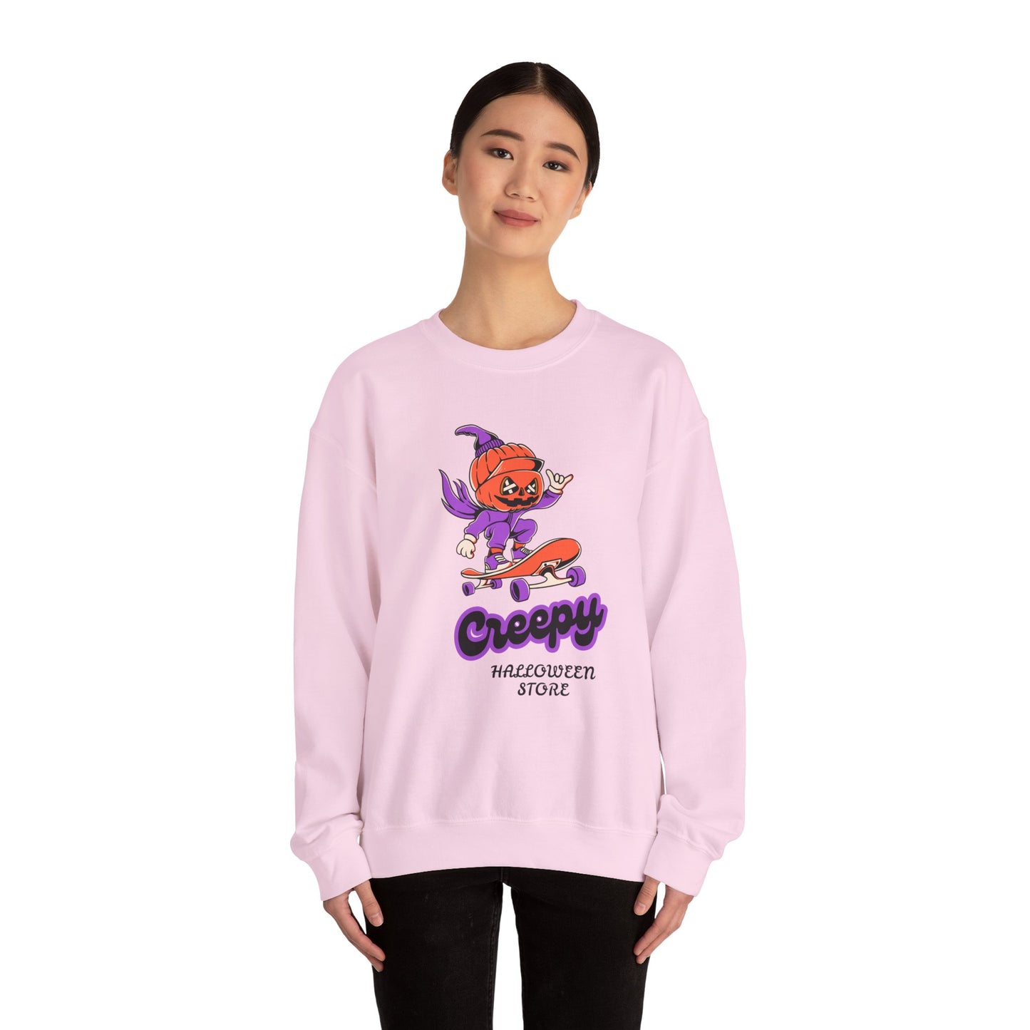 Creepy Halloween Skateboarding Sweatshirt, Unisex Crewneck, Fall Fashion, Halloween Costume, Cozy Lounge Wear, Spooky Gift