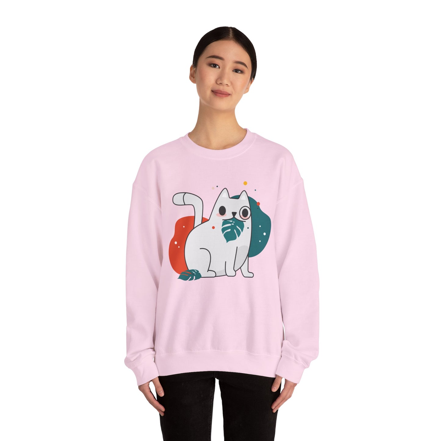 Whimsical Cat Design Crewneck Sweatshirt - Cute Cat Apparel, Animal Lovers Gift, Cozy Sweatshirt, Funny Cat Sweatshirt, Unique Gift Idea