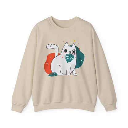 Whimsical Cat Design Crewneck Sweatshirt - Cute Cat Apparel, Animal Lovers Gift, Cozy Sweatshirt, Funny Cat Sweatshirt, Unique Gift Idea