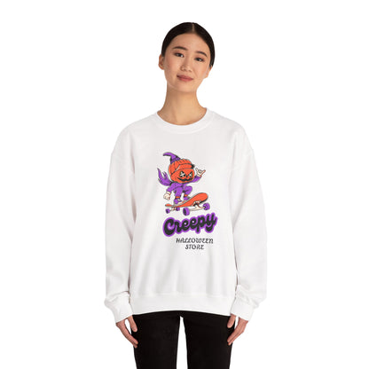 Creepy Halloween Skateboarding Sweatshirt, Unisex Crewneck, Fall Fashion, Halloween Costume, Cozy Lounge Wear, Spooky Gift