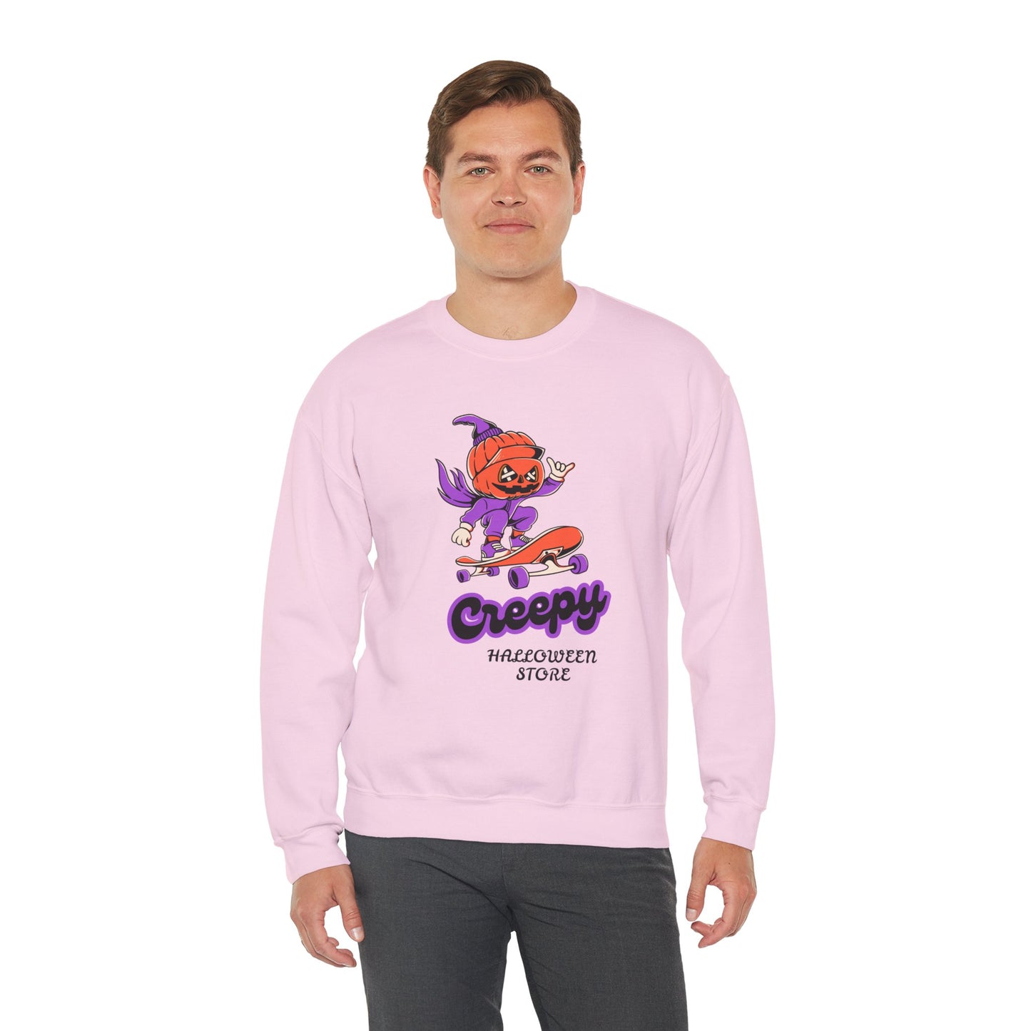Creepy Halloween Skateboarding Sweatshirt, Unisex Crewneck, Fall Fashion, Halloween Costume, Cozy Lounge Wear, Spooky Gift