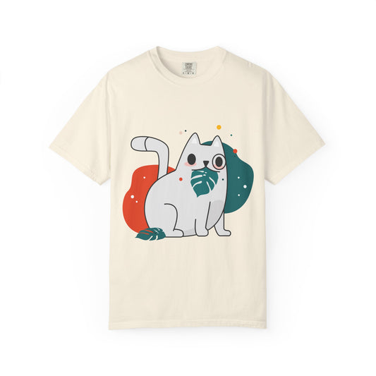Cute Cat Graphic Tee, Unisex Garment-Dyed T-Shirt, Cat Lover Gift, Casual Wear, Fun Summer Tops, Gifts for Pet Owners