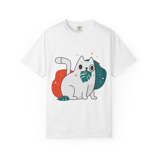 Cute Cat Graphic Tee, Unisex Garment-Dyed T-Shirt, Cat Lover Gift, Casual Wear, Fun Summer Tops, Gifts for Pet Owners