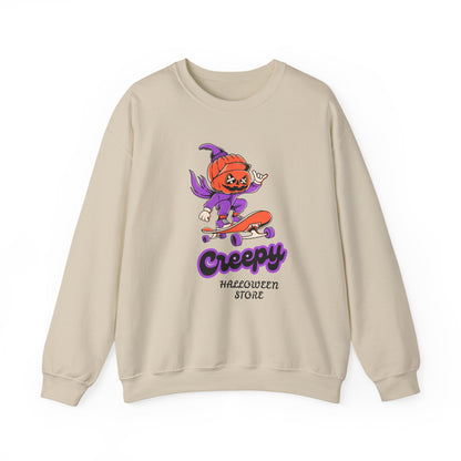 Creepy Halloween Skateboarding Sweatshirt, Unisex Crewneck, Fall Fashion, Halloween Costume, Cozy Lounge Wear, Spooky Gift