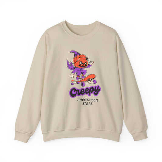 Creepy Halloween Skateboarding Sweatshirt, Unisex Crewneck, Fall Fashion, Halloween Costume, Cozy Lounge Wear, Spooky Gift