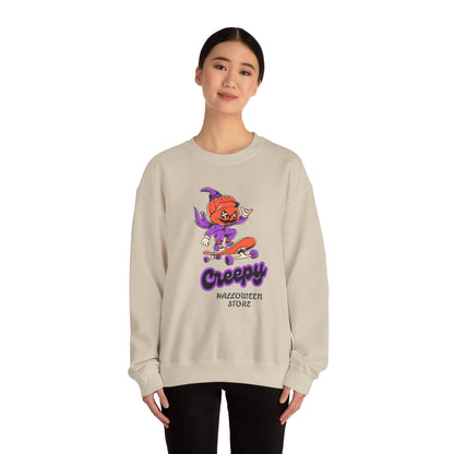 Creepy Halloween Skateboarding Sweatshirt, Unisex Crewneck, Fall Fashion, Halloween Costume, Cozy Lounge Wear, Spooky Gift