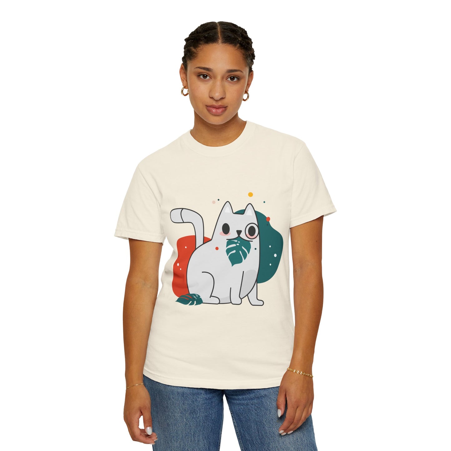 Cute Cat Graphic Tee, Unisex Garment-Dyed T-Shirt, Cat Lover Gift, Casual Wear, Fun Summer Tops, Gifts for Pet Owners