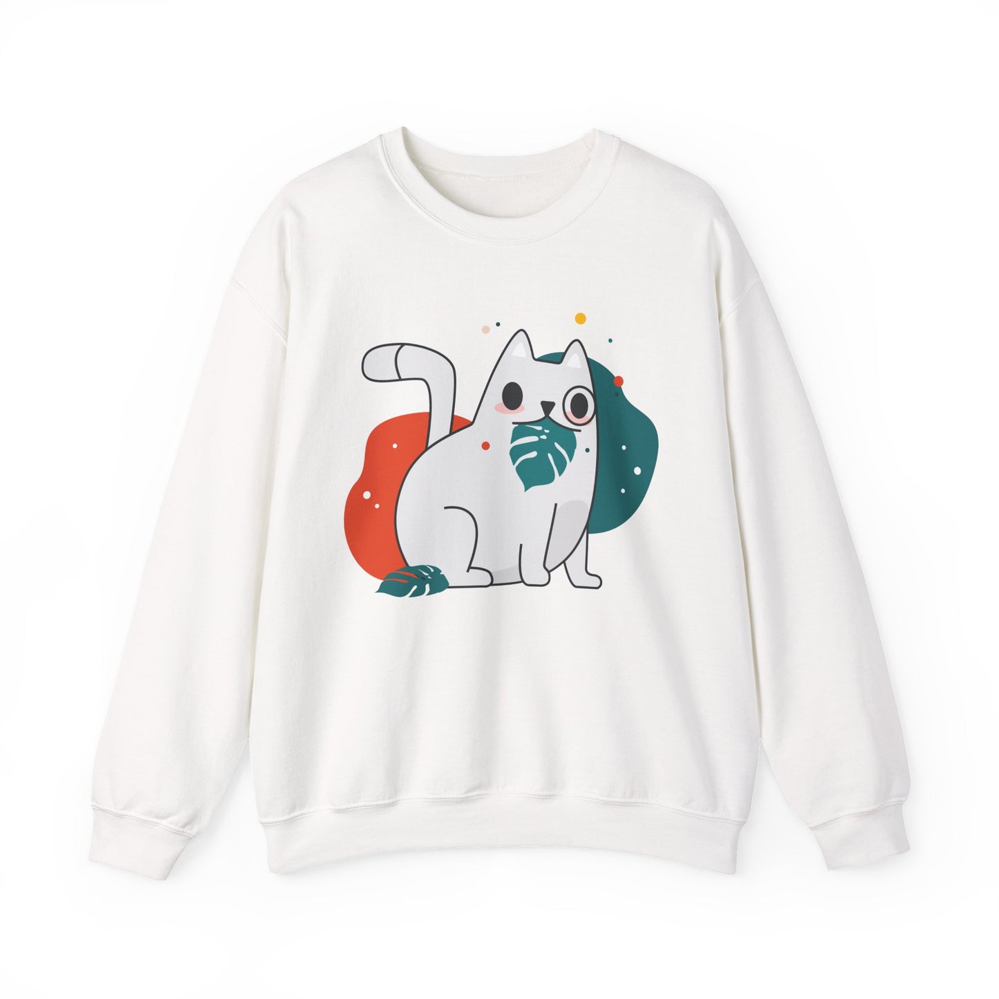 Whimsical Cat Design Crewneck Sweatshirt - Cute Cat Apparel, Animal Lovers Gift, Cozy Sweatshirt, Funny Cat Sweatshirt, Unique Gift Idea