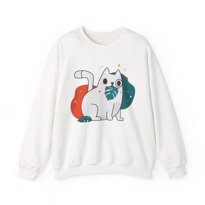 Whimsical Cat Design Crewneck Sweatshirt - Cute Cat Apparel, Animal Lovers Gift, Cozy Sweatshirt, Funny Cat Sweatshirt, Unique Gift Idea
