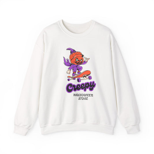 Creepy Halloween Skateboarding Sweatshirt, Unisex Crewneck, Fall Fashion, Halloween Costume, Cozy Lounge Wear, Spooky Gift