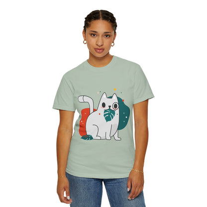 Cute Cat Graphic Tee, Unisex Garment-Dyed T-Shirt, Cat Lover Gift, Casual Wear, Fun Summer Tops, Gifts for Pet Owners