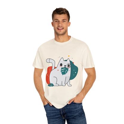 Cute Cat Graphic Tee, Unisex Garment-Dyed T-Shirt, Cat Lover Gift, Casual Wear, Fun Summer Tops, Gifts for Pet Owners